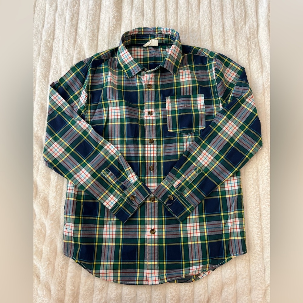 2 Items for 20! Crazy 8 Green Plaid Kids Shirt Size L